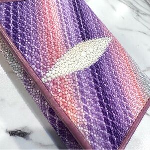 Stingray Trifold Wallet Ombre Lavender Pink Stripes Card Coin Holder
